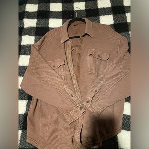 American Eagle Aerie Brown Waffle Button Up